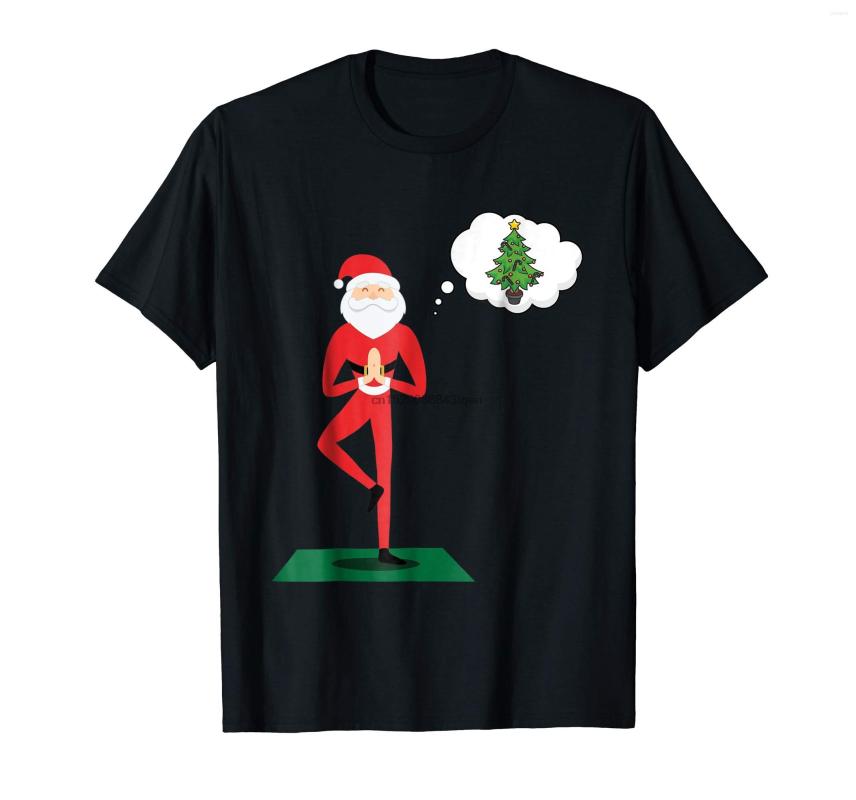 

Men' T Shirts Yoga Santa In Christmas Tree Pose Funny Holiday Shirt-Men' T-Shirt-Black, Men-darkpurple