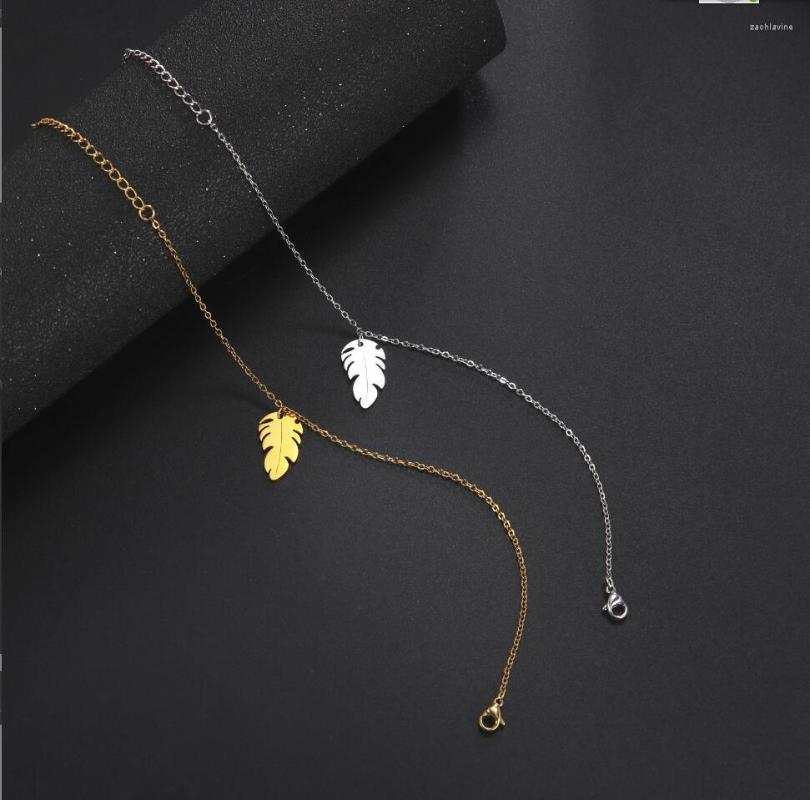 

Link Bracelets 1PC Stainless Steel Classic Leaf Amulet Chain Fashion Charm Bracelet For Women Jewelry Party Friends Gifts F1158
