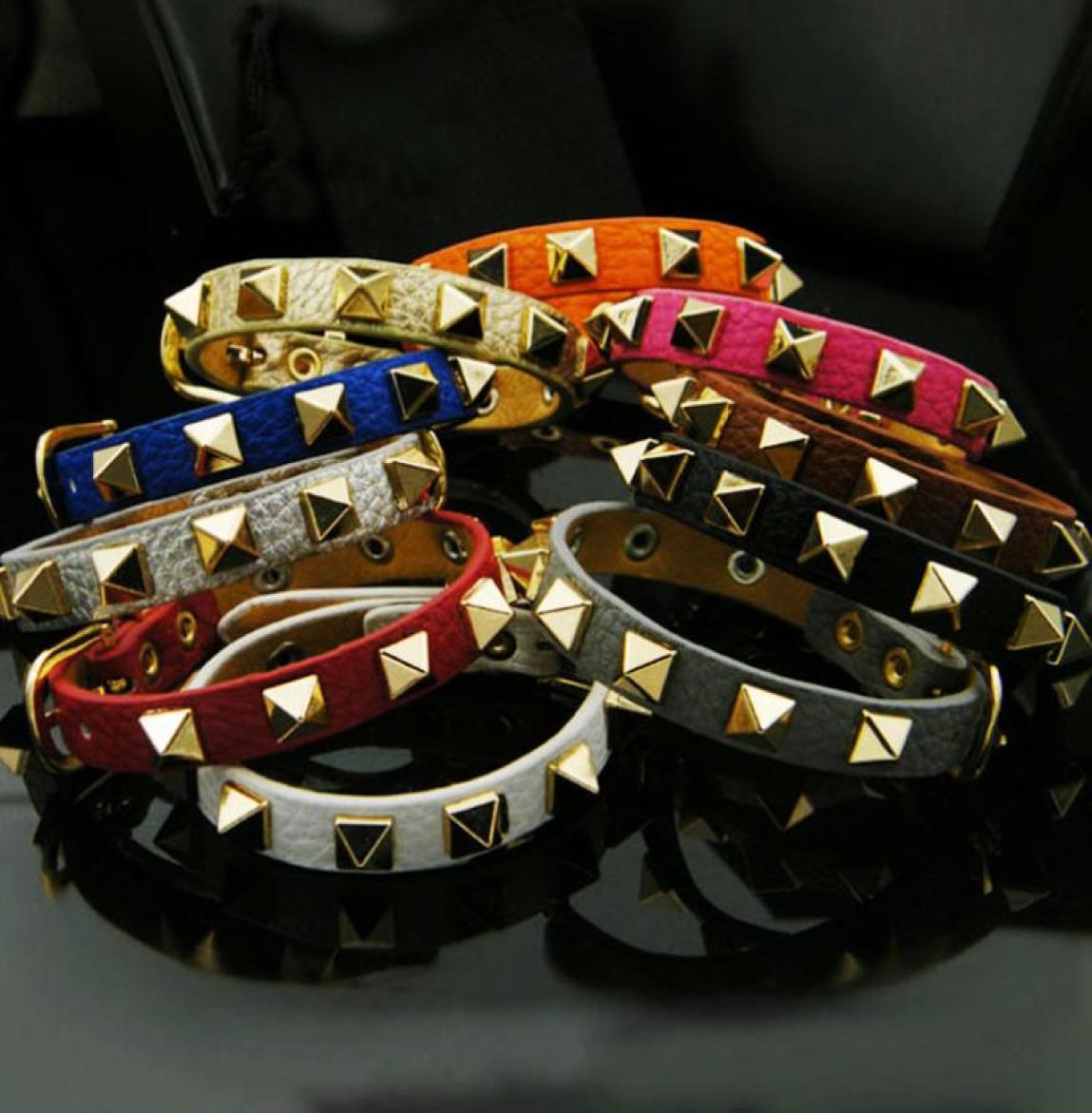 

New fashion alloy leather PU bracelet charm punk rivet single ring men039s accessories4605468