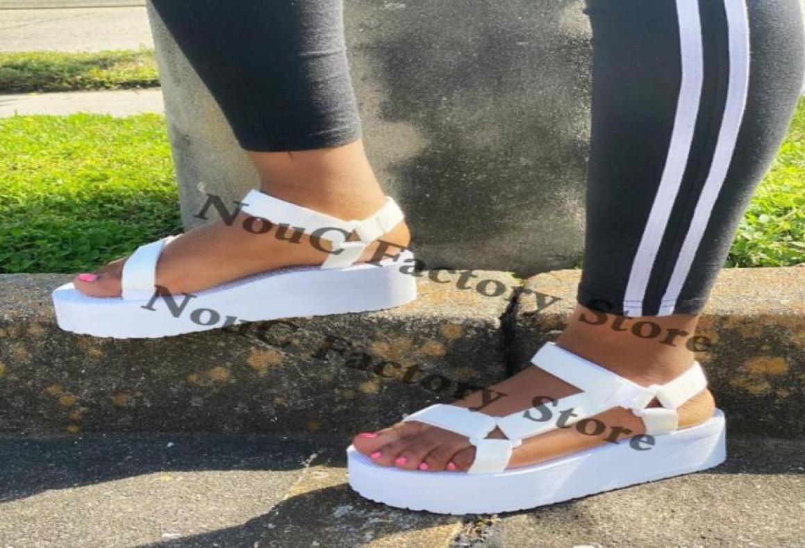 

NouC INS Platform Sandals Women Summer Beach Shoes Handmade thick bottom Nonslip Sandals Outdoor Cusual Slippers Drop Ship5152103, Pink