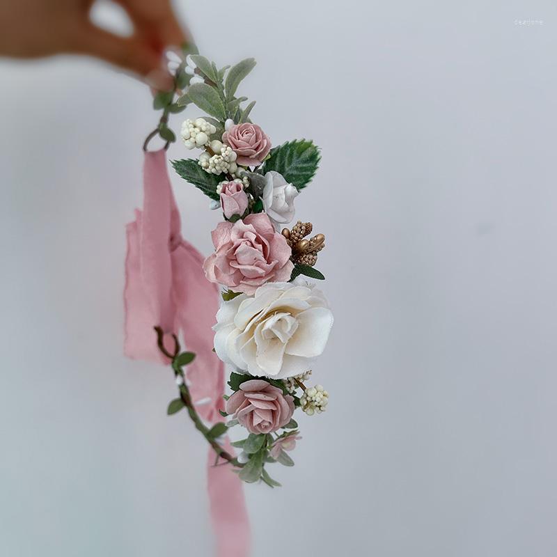 

Hair Accessories Ivory Blush Pink Flower Crown, Picture shown