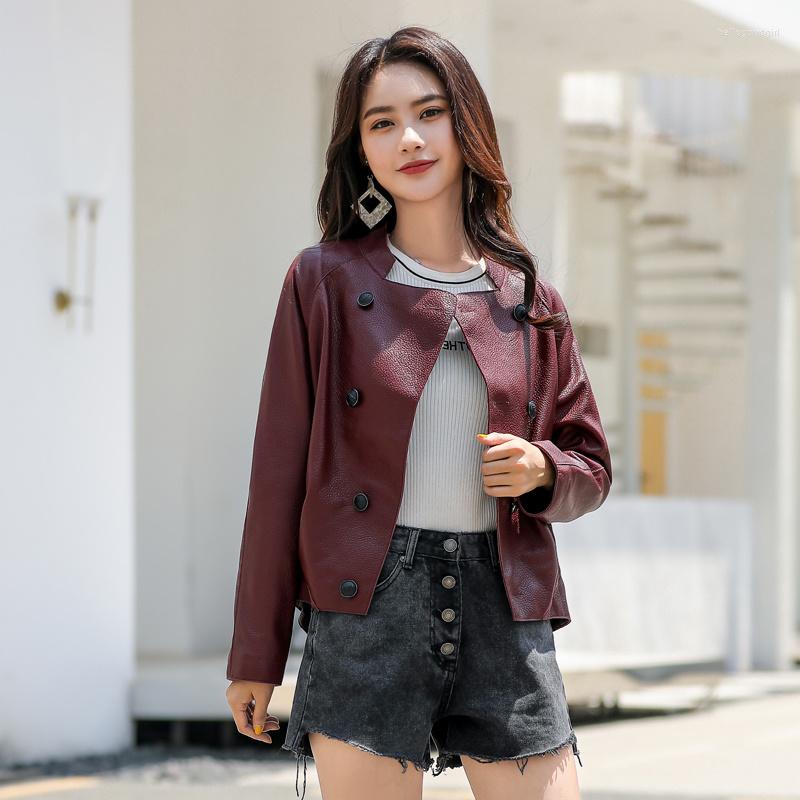 

Women's Leather 2023 Sheepskin Women's Coats Genuine Jackets For Women Motorcycle Female Jacket Chaqueta Cuero Mujer Zjt266, Black