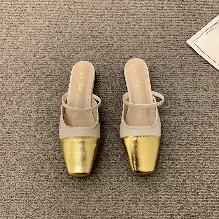 

Slippers Shoes For Women 2023 Slingback Flats Pointed Toe Ladies Flat Low Heels Summer Mules Women's, Beige