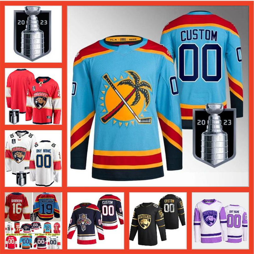 

Stanley Cup Final Hockey Jersey Ice Hockey Matthew Tkachuk Jerseys MNHLRRRRR Aaron Ekblad Aleksander Barkov Sergei Bobrovsky Navy Blue Red White Stitched For Man, Color