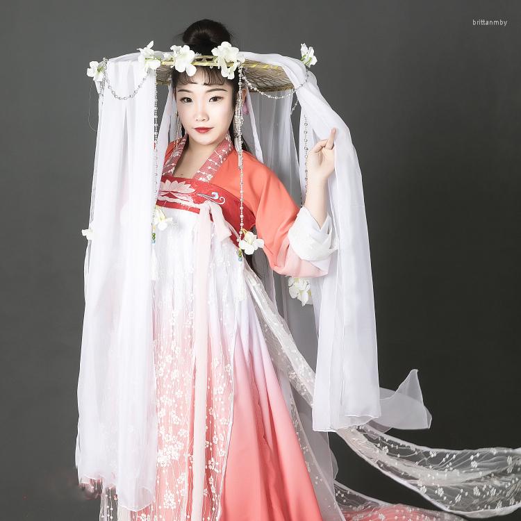 

Berets Fairy Princess Outdoor Sun Proof Hat UV-block Chiffon Elegant Female Bamboo Head Cover Cosplay Hanfu Accessory Pograp, H2 red 50cml