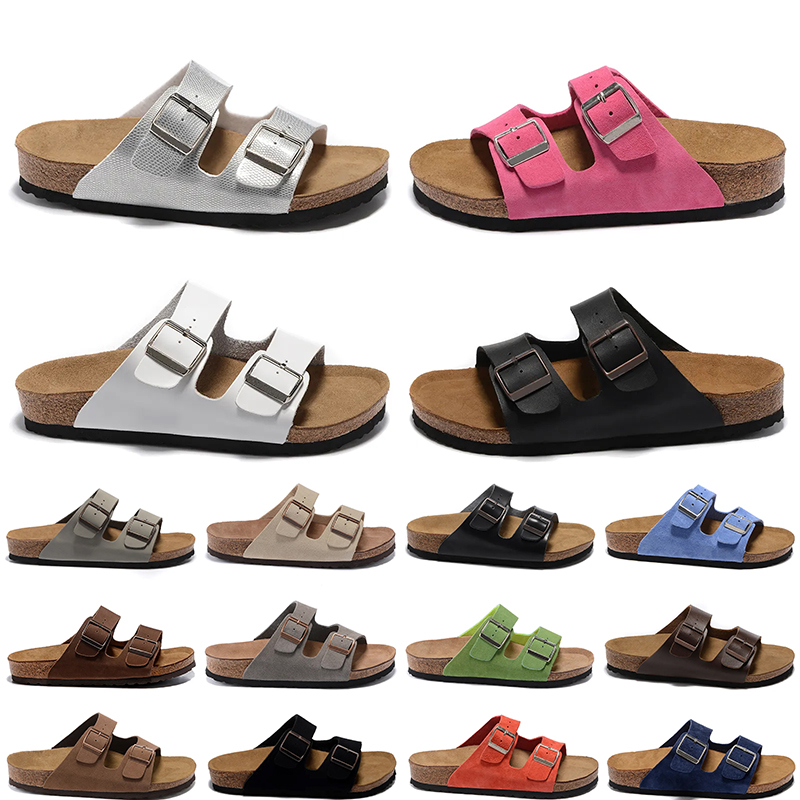 

Free Shipping Boston Clogs Slippers Outdoor Summer Sliders Leather Suede Cork Sandals Luxury Designer Womens Mens Fashion Platform buckle strap Casual Clog Shoe, D118