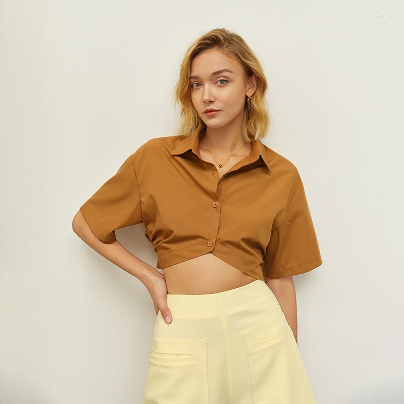 

Women's Blouses Women's French Minority Design Sense Waist Closing V-neck Short Sleeve Shirt Spring And Summer Fashion Casual Top, Khaki