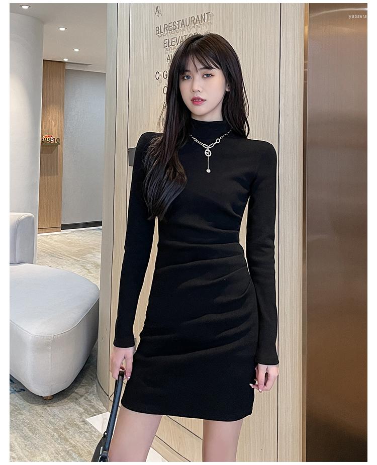 

Casual Dresses Spring Autumn Office Lady Fashion Sexy Brand Female Women Girls Stretch Knitting Mini Dress, Black