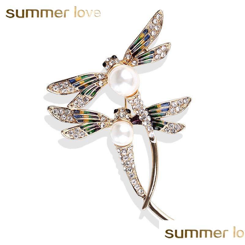 

Pins Brooches Design Dragonfly Large Couple Flying Insect Brooch Pins For Women Mens Suit Collar Coat Jewelry Accessories Drop Deliv Dhg6X