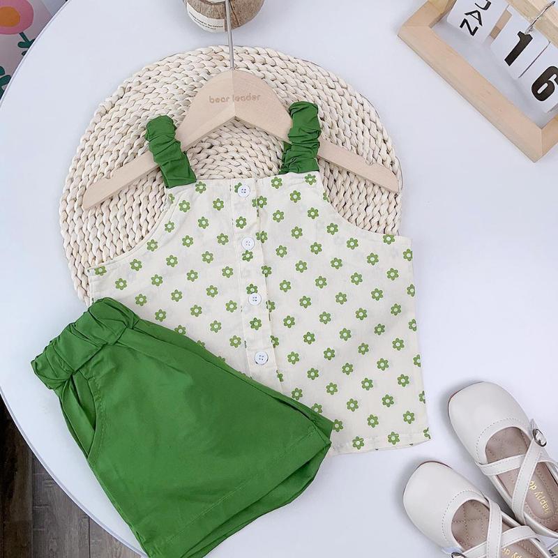 

Clothing Sets Menoea Casual Girls Summer Floral Sleeveless Top Shirt And Shorts Set Sundress Suit Kids Clothes, Am2554 green