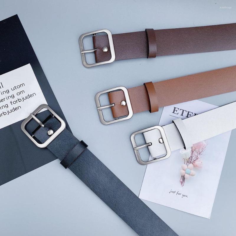 

Belts Fashion Design Female Casual Waist Band Leather Belt Ladies Dress Strap Square Pin Buckle Waistband, Black