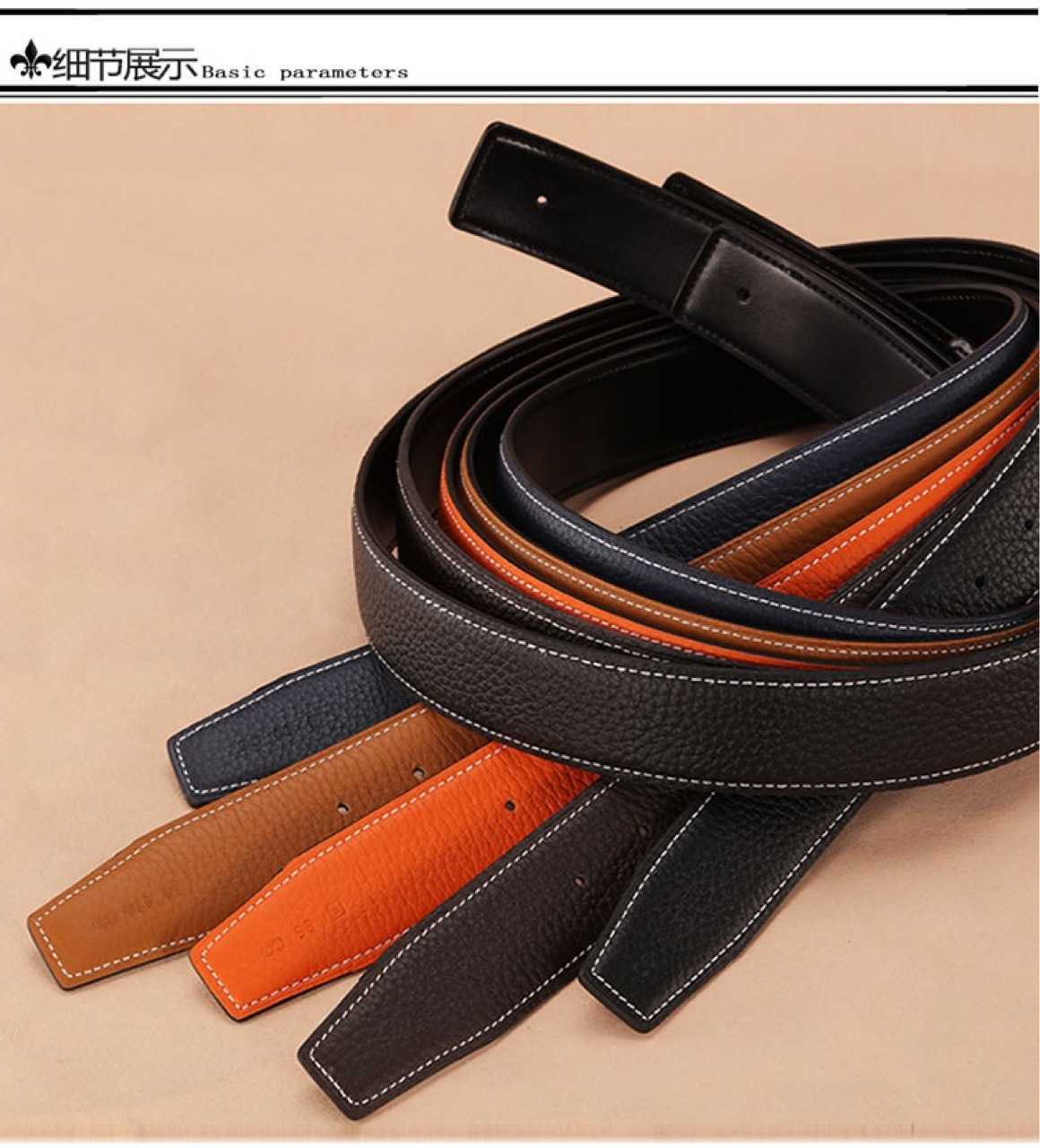 

Designer "H" Home Twig Pattern Belt Double Sided Head Layer Real Cowhide 3.8 Wide Original Leather Chip Scan Code "JRB1