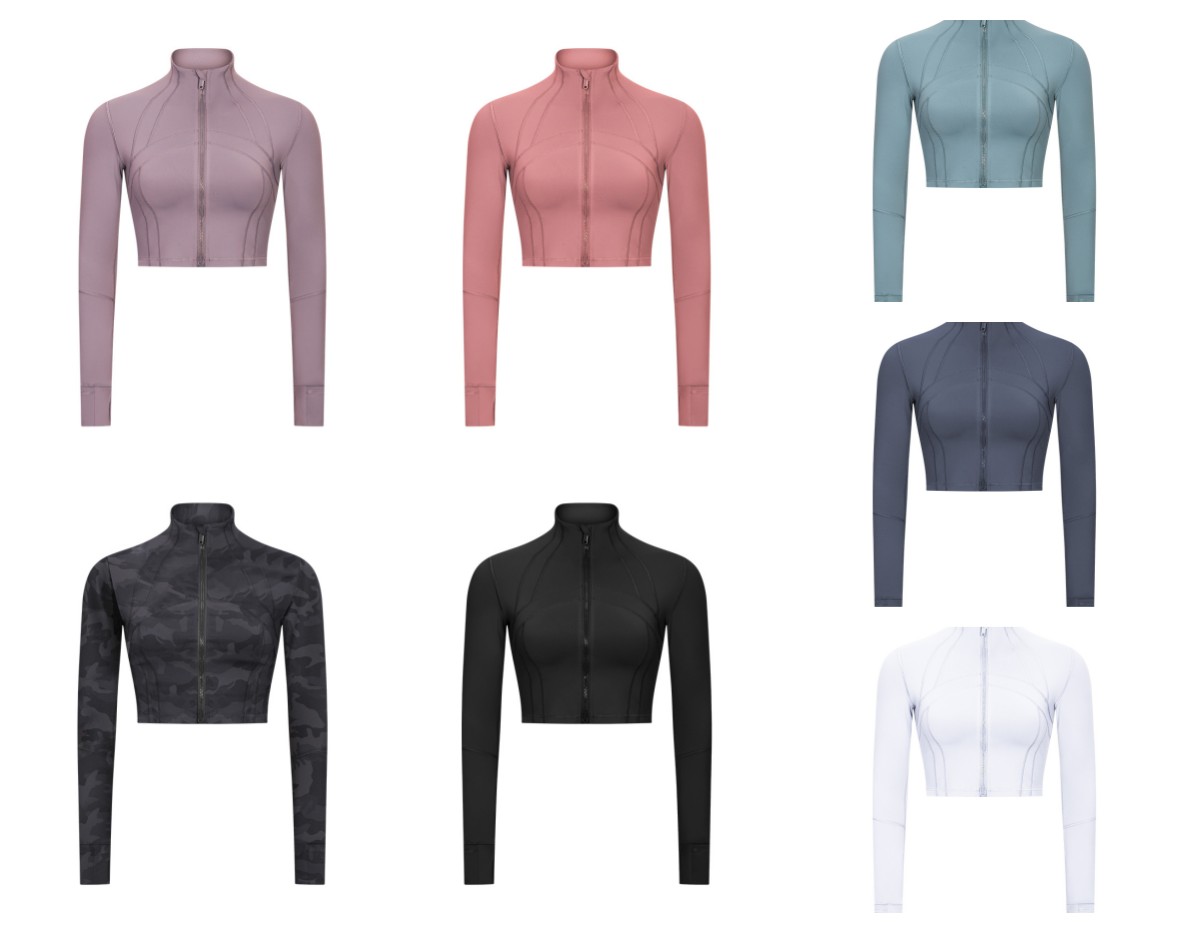 

Women Cropped Coat Spring Autumn New Zipper Jacket Defines Quick-Drying Yoga Clothes Long-Sleeve Thumb Hole Training Running Jacket Women Slim Fitness Coat, 333