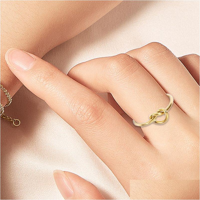 

Rings Personalized Simple Knot Ring Stainless Steel Polished 18K Gold Plating Handmade Jewelry Drop Delivery Dh70Z
