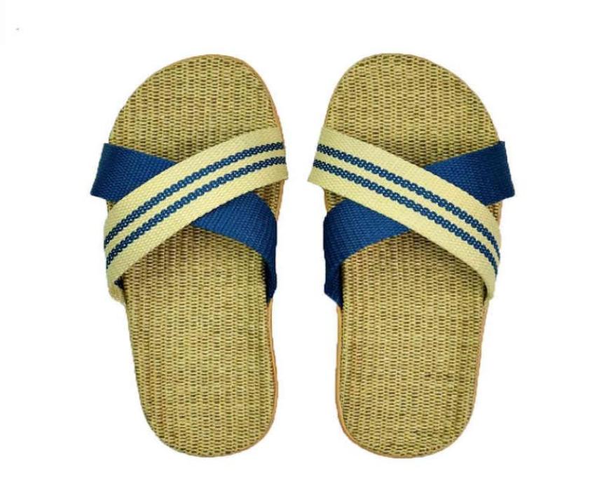 

Natural linen indoor slippers summer home sals for men women spring autumn lovers and guests6939378, Blue
