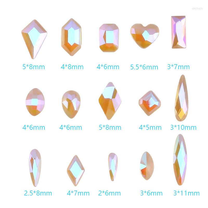 

Nail Art Decorations 50pcs Mix Shape Champagne Purple Crystal Diamond Strass Glass Rhinestones For 3D Nails Supplies Rhinestone