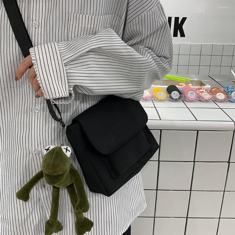 

Shopping Bags 2023 Canvas Diagonal Cross Bag Shoulder Pouch Solid Color Japanese Women Tote Messenger Student Satchel Crossbody Flap, Black