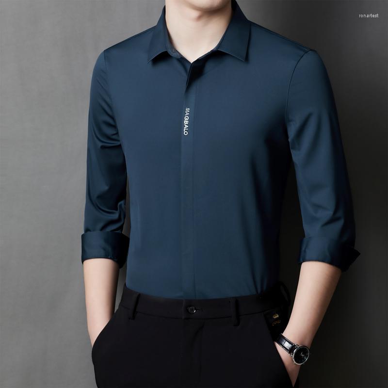 

Men's Casual Shirts Men's Long Sleeve Business Shirt Autumn Korean Fashion Brand Oversize Printed Clothing Slim 2023, Black