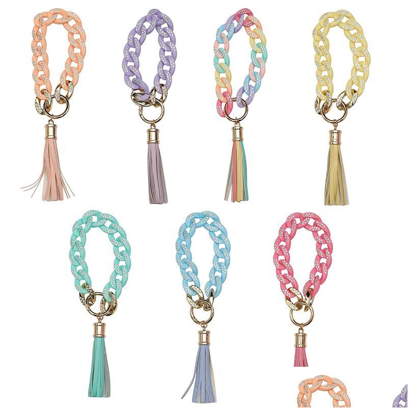 

Chain Diamond Bracelets Keychains Acrylic Tassel Wrist Bracelet Ladies Decorative Fashion Jewelry Drop Delivery Dhkbh