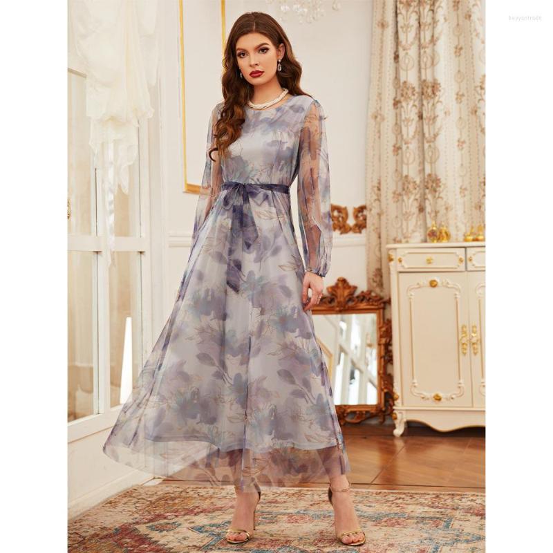 

Casual Dresses 2023 Mest Spring Autumn Long Dress Office Lady Chinese Style Maxi Sashes Birthday For Women, Picture shown