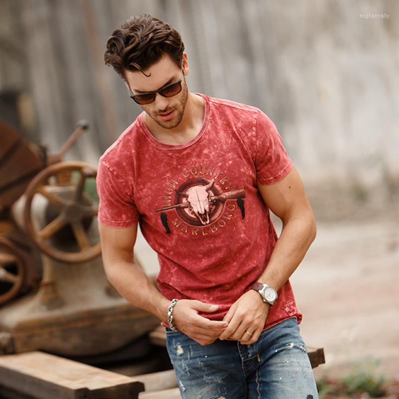 

Men' T Shirts GustOmerD Brand Summer Short Sleeve Shirt Men Fashion Pure Cotton Vintage Tees Water Wash Bull Patten Funny T-shirts, Black