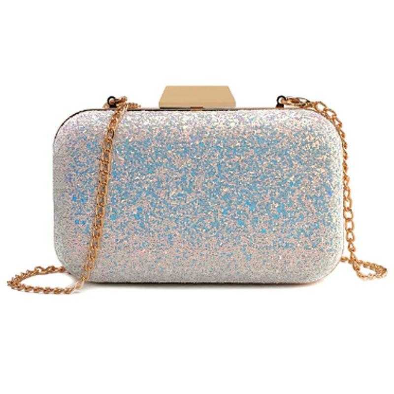 

Fashion Satin Pu Leather Bag Crossbody Chain Womens Diamond Crown Buckle Dinner Hard Case Cosmetic, Gold