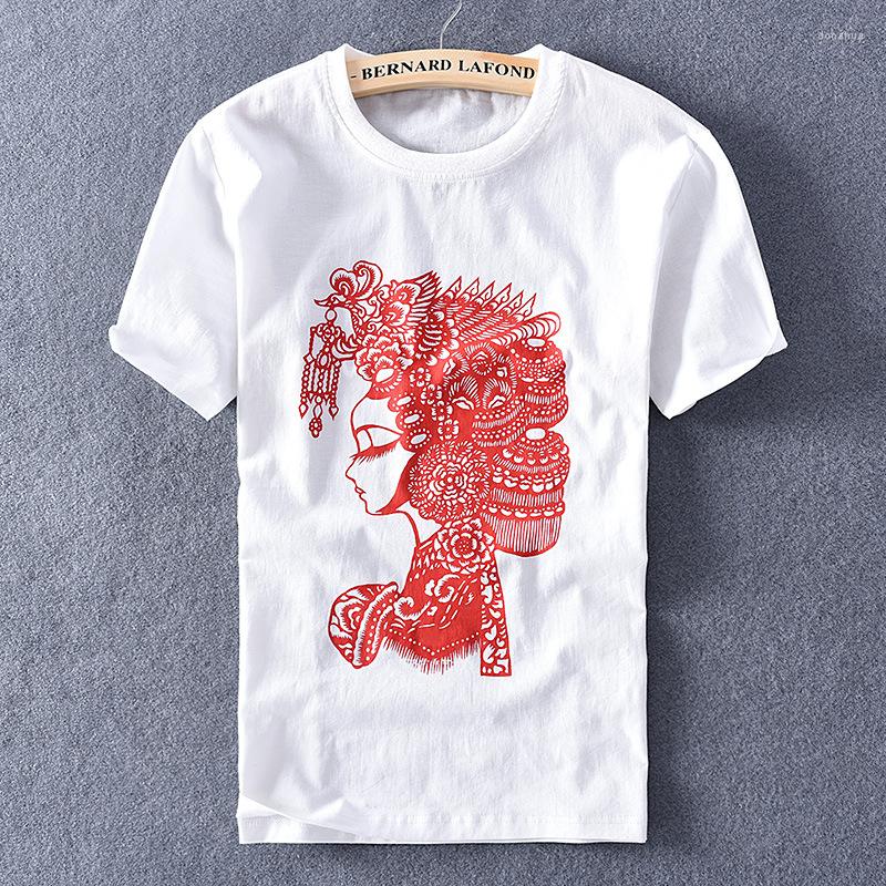 

Men's T Shirts Men T-Shirts Summer Short Sleeve Casual Cotton TShirts Red Person Cartoon Printing Shirt Tee, White