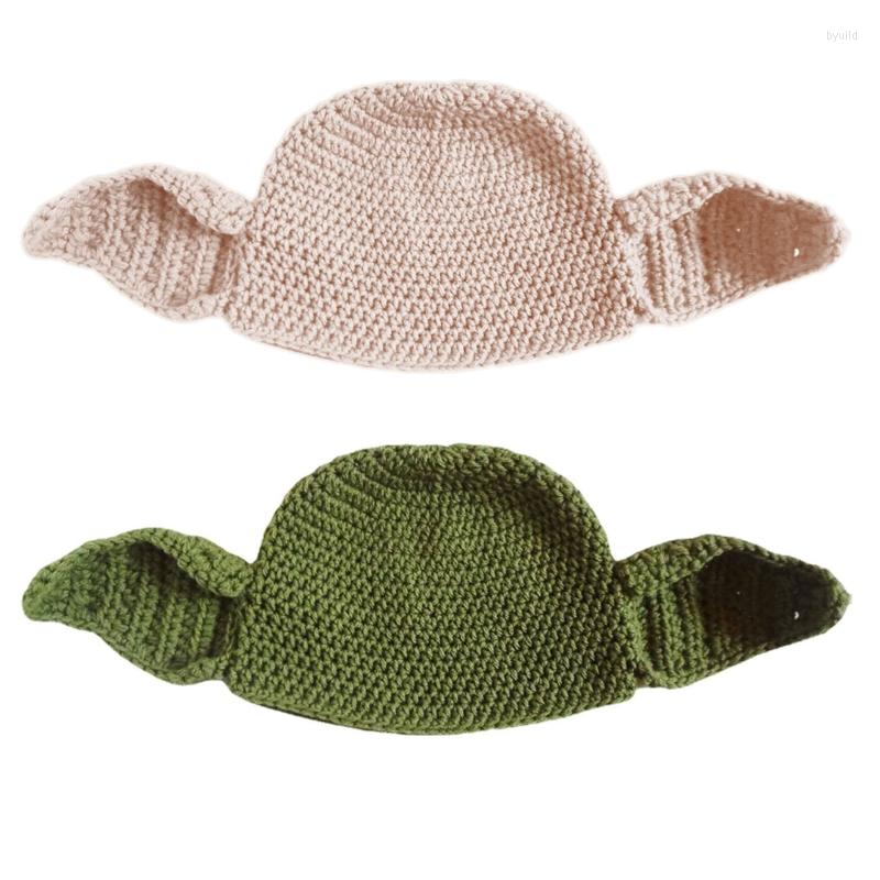 

Berets Handmade Woolen Hat Big Ear Pullover Knitted For Parent-Children, Khaki