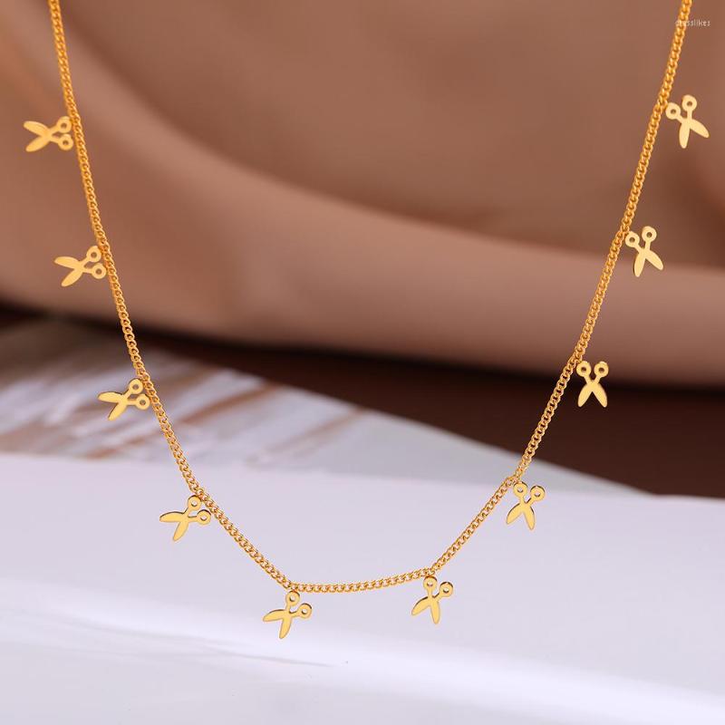 

Pendant Necklaces Stainless Steel Vintage Scissors Design Mini Pendants Fashion Sweater Chain Choker Fine Necklace For Women Jewelry