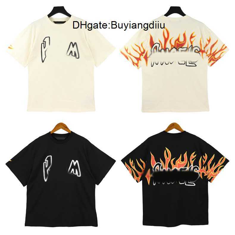 

Designer Men's T shirts t Shirt Palms Palmangel City Designer Limited Inkjet Graffiti Letter Printing Men's Women's Sailboat Short-sleeved, Beige