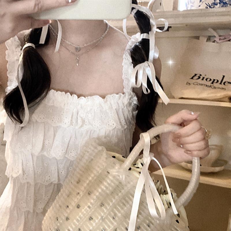 

Women' Tanks White Multilayer Lace Crop Top Women Summer Camis Cropped For Sweet Girl Kawaii Clothes, White crop top