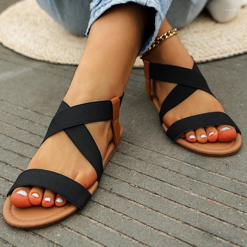 

Sandals 2023 Fashion Women Strappy Vacation Summer Outdoor Office-Ladies Flats Ankle-Strap Casual Female Shoes, Green