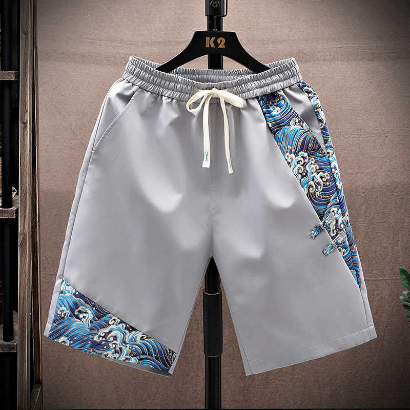 

China-Chic Printed Sports Shorts Men's Summer Fashion Wear Chinese Loose Versatile Large Casual CaprisCIVS, Li 832 gray
