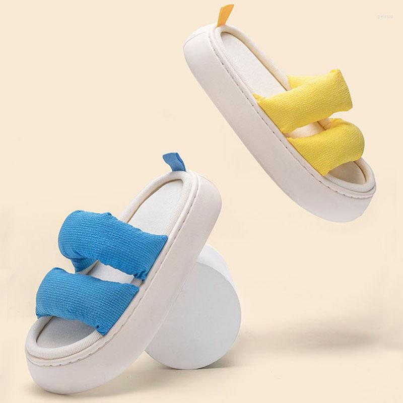 

Slippers WDZKN Women Home Fashion Four Seasons Sweet Indoor Floor Mute Flat Platform Massage Ladies Linen, Beige