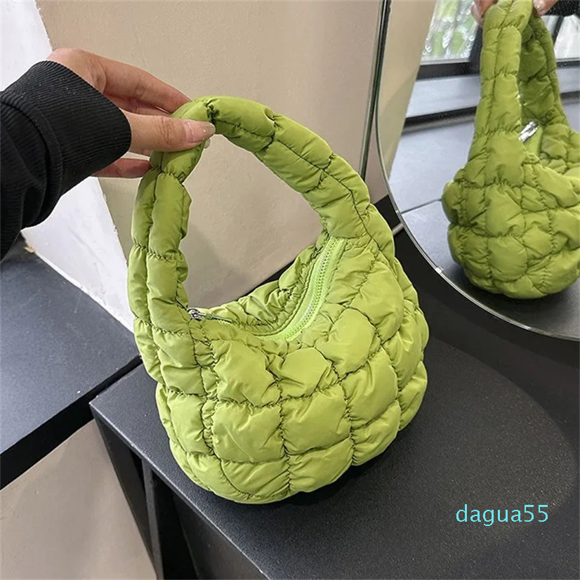 

Lady bubble clouds Totes women checkerboard quilted ruffle handbag candy color nylon all-matching bags, Mixed color
