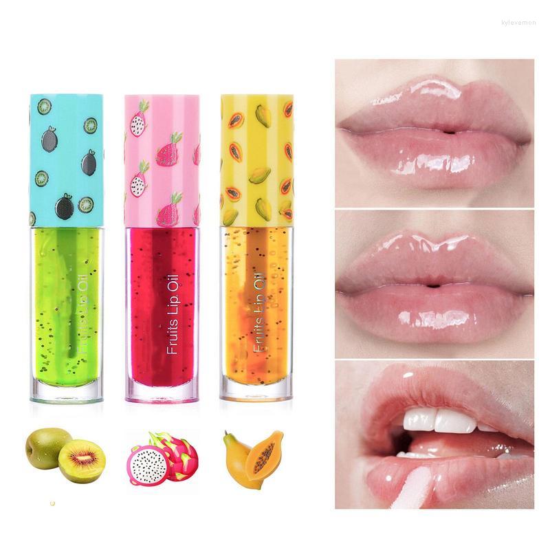

Lip Gloss Fruit Flavor Glow Oil Hydrating Mirror Moist Non-Stick Colored Dry Crack Lips Care For Jelly Watery, Kiwi