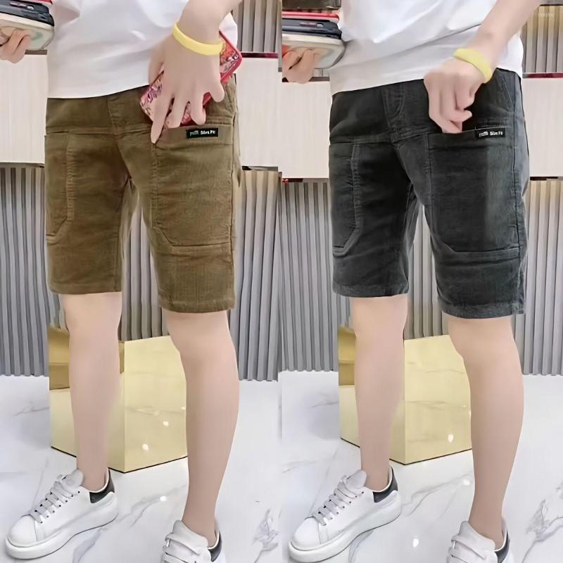 

Men's Shorts Summer Men Short Knee Length Pants Corduroy Thin Material Six-pockets Casual Outwear, White
