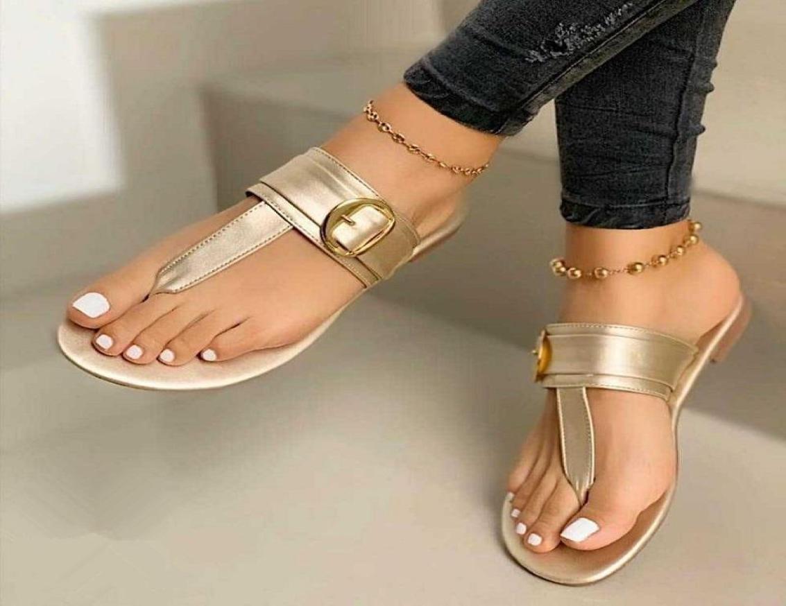 

Slippers Summer Flip Flops Women Flat Roman Beach Sandals Ladies Black White Gold Outdoor Female Slides Big Size5941302