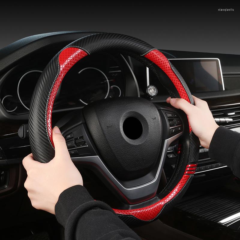 

Steering Wheel Covers Cute 38cm PU Leather Carbon Fiber Car Auto Steering-Covers Cases For Lady Girls Accessories