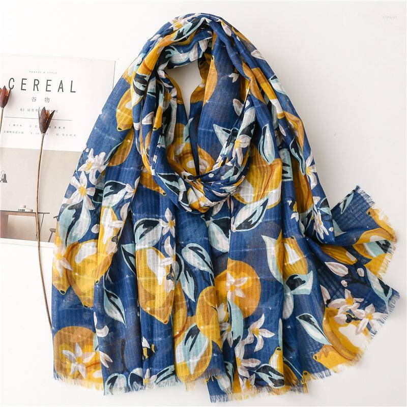 

Scarves Sweet Fruits Prints Spring Summer Fashion Cotton Linen Women Scarf High Quality Thin Beach Shawl For Travel 2023