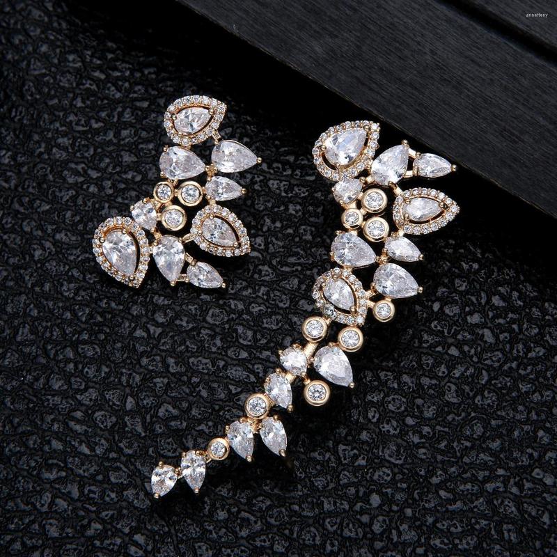 

Dangle Earrings Euramerican Asymmetrical Drop Color Ear Bone Lady Zircon