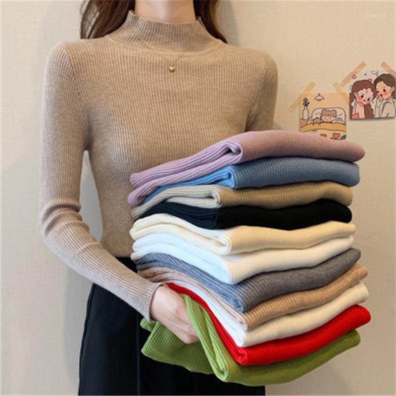 

Women's Sweaters 2023 Autumn Winter Thick Sweater Women Knitted Ribbed Pullover Long Sleeve Turtleneck Slim Jumper Soft Warm Pull Femme, Black