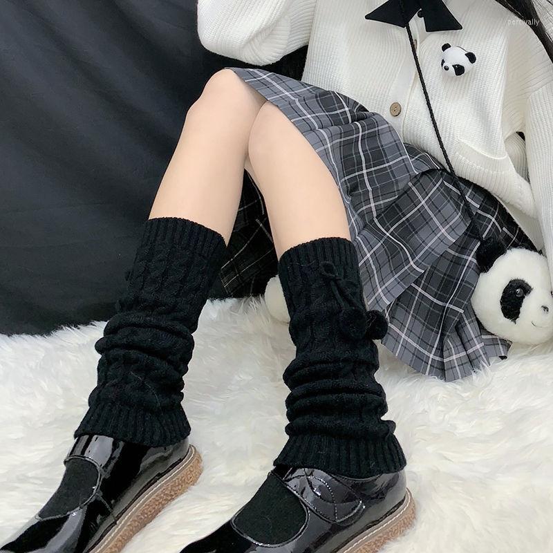 

Women Socks Lolita Long Gothic Style Knitted Autumn Winter Elastic Crochet Legs Cover Boot Cuffs Y2k Accessories, 01-boat socks