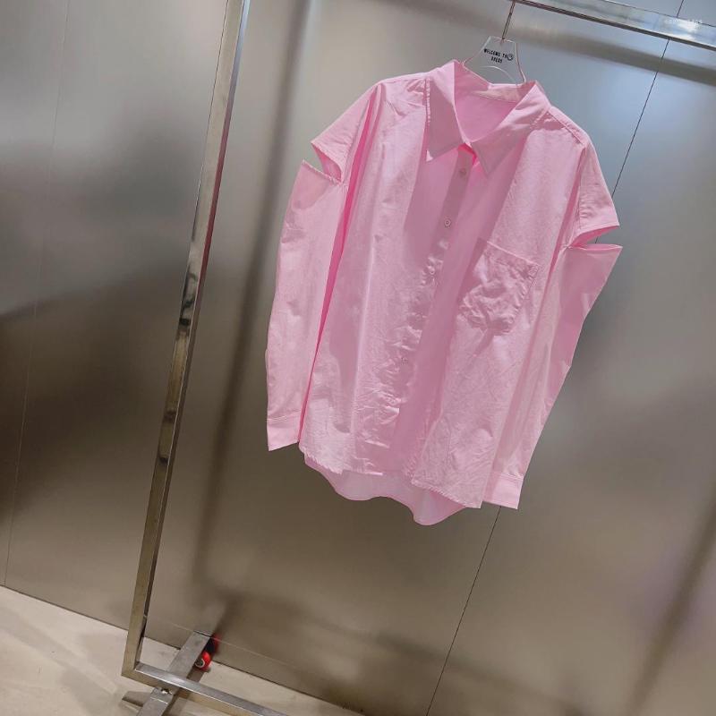 

Women' Blouses 2023 Summer Women High Quality Hole Pink Loose Cotton Causal Long Shirt Blouse For Female Gdnz 4.21
