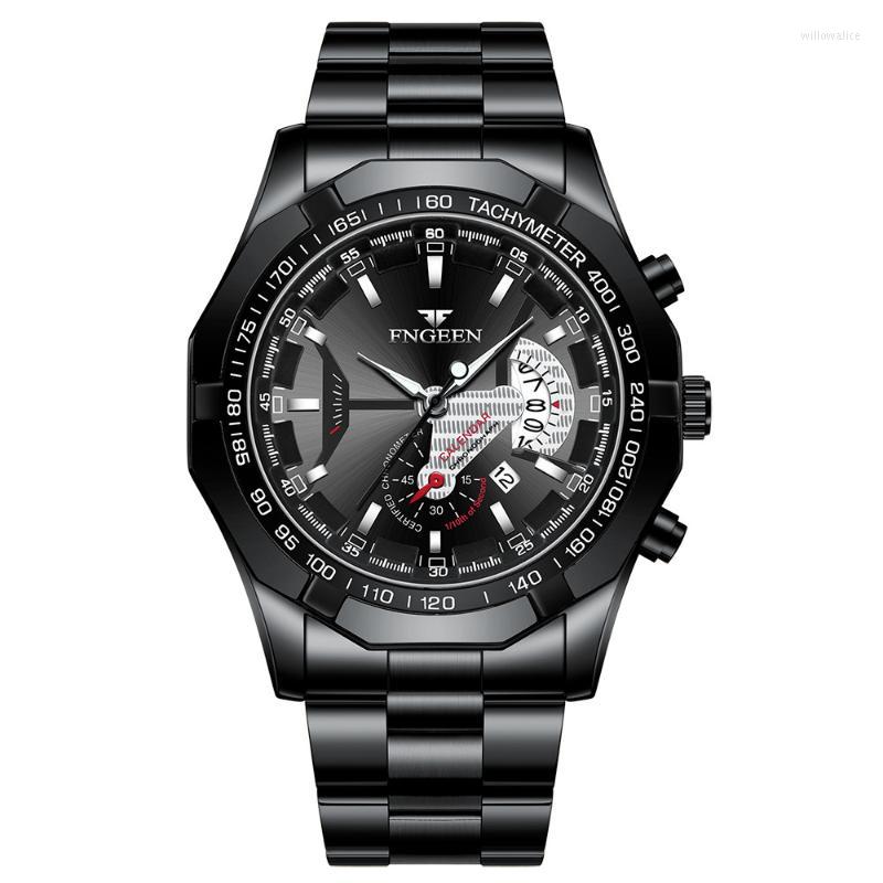 

Wristwatches Top Steel Blue Waterproof Quartz Watches Men Fashion Male Sport Military Watch Luminous Calendar, A-a