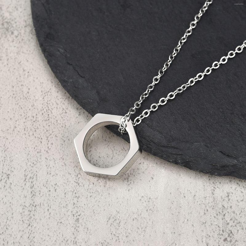

Pendant Necklaces Hexagon For Men Geometric Square Cubic Boy Necklace Punk Rock Classic Simple Neck Collar