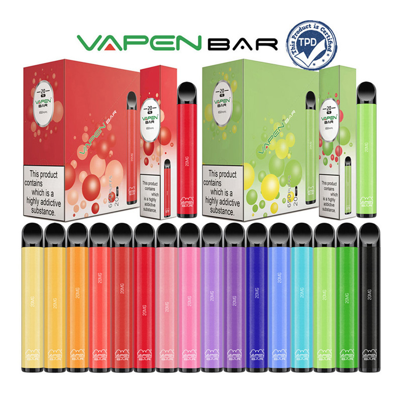 

Original VAPEN Bar E-cigarettes Pod Device 650 Puffs 500mAh Battery 2ml Pre-filled Pod Portable Disposable Vape Pen with Bottom LED Flash VS ELUX LEGEND, Mix colors