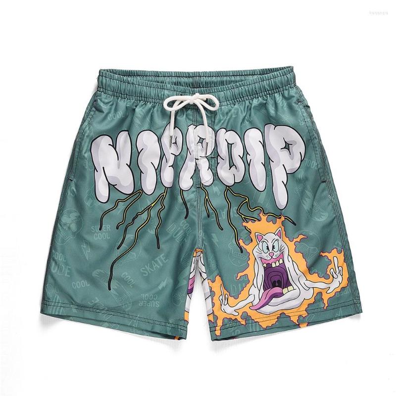 

Men's Shorts Summer Men's Clothing Street Y2k Sports Gothic High Loose Hip Hop Letter Graffiti Straight Casual Five Point Pants, Green