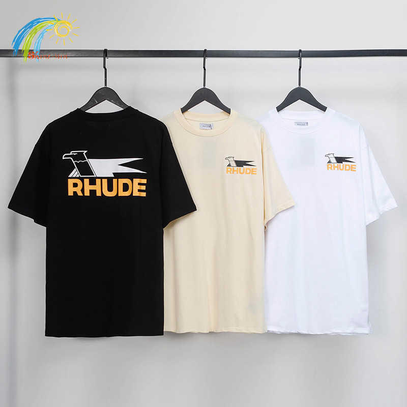 

Men's Hoodies Sweatshirts 2023 Summer Spring Fashion Streetwear Swallow Print Rhude T Shirts Men Women 1 1 Cotton Apricot Black White Rhude Tee Top, 10