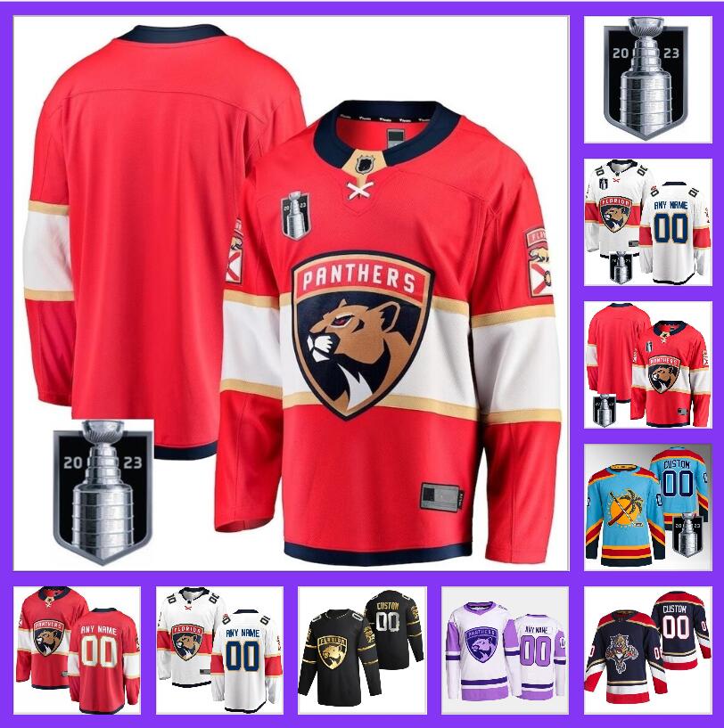 

Stanley Cup Final Hockey Jersey Ice Hockey Matthew Tkachuk Jerseys MNHLEEE Aaron Ekblad Aleksander Barkov Sergei Bobrovsky Navy Blue Red White Stitched For Man, Color